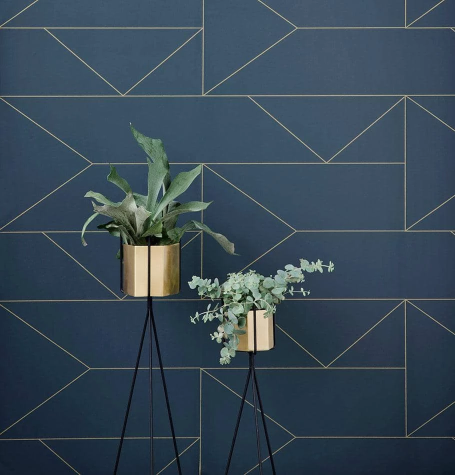 Ferm Living Lines Wallpaper - Dark Blue - Image 2