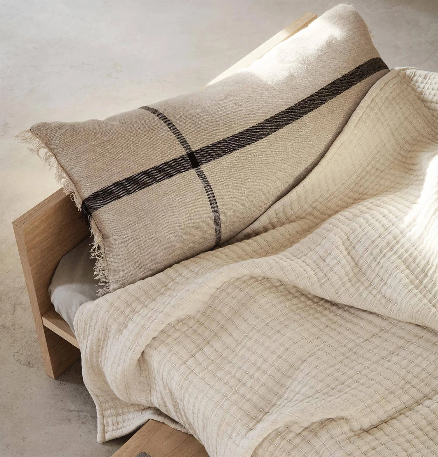 Ferm Living Calm Cushion – Long – Camel/Black - Image 2