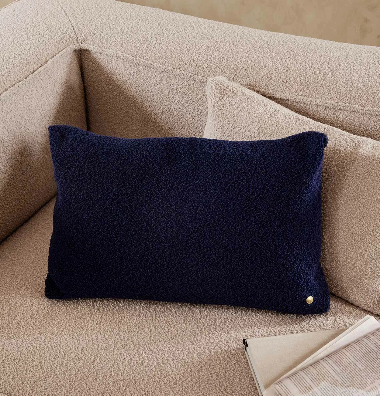 Ferm LIVING Clean Cushion In Deep Blue Wool Boucle - Image 2