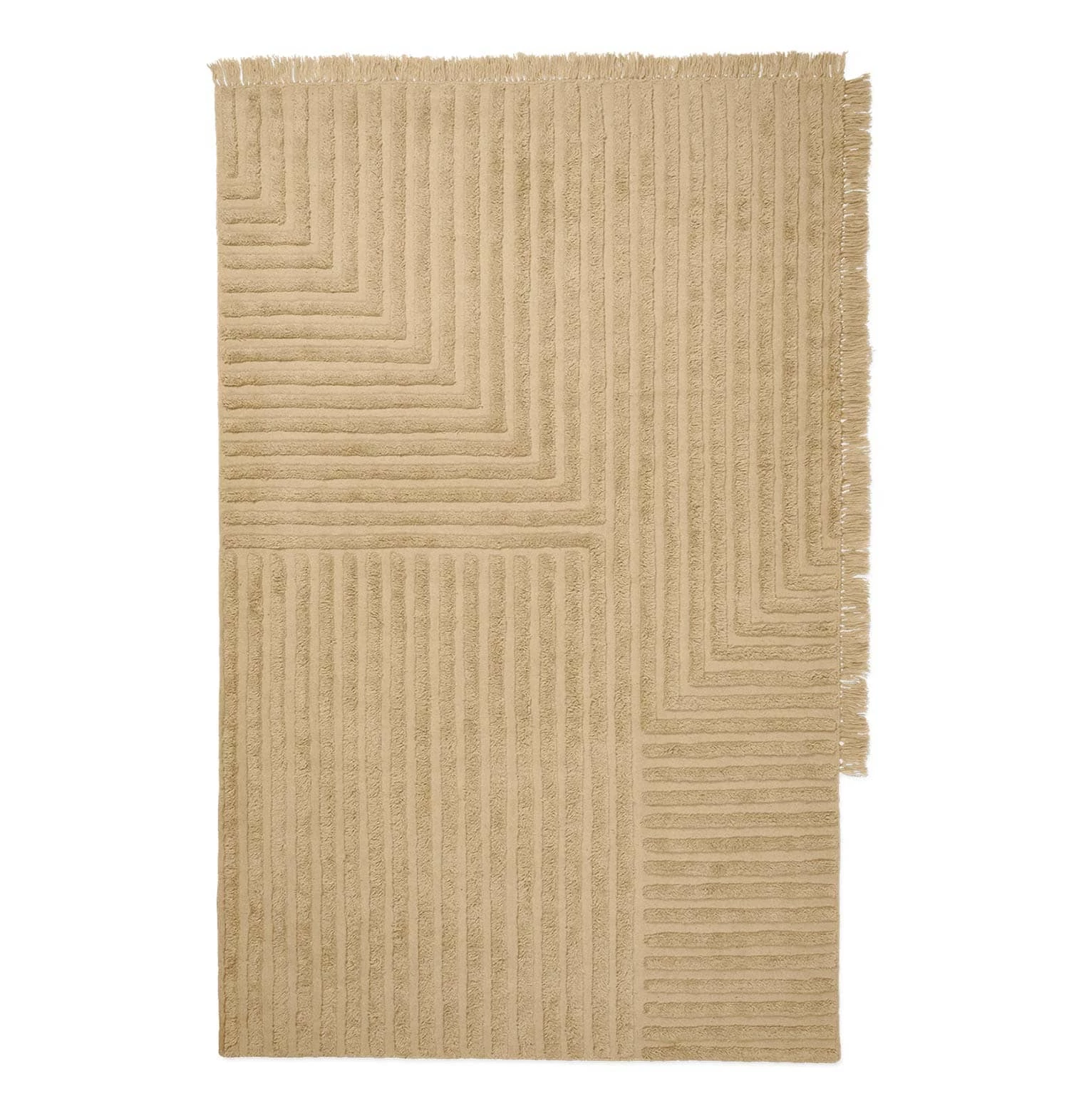 Ferm Living Crease Wool Rug – Light Sand – Large