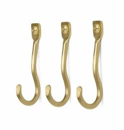 Ferm Living Curvature Hooks – Set Of 3 – Brass