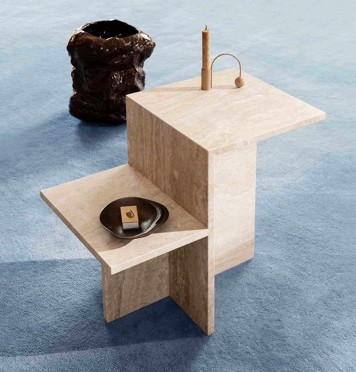 Ferm LIVING Distinct Side Table In Travertine - Image 4