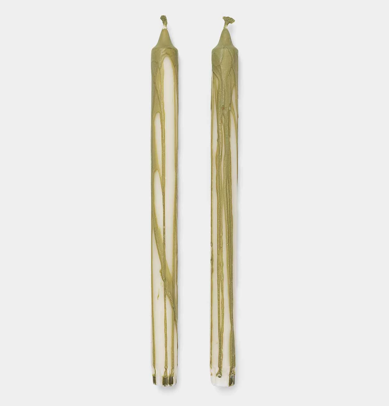 Ferm LIVING Dryp Candles In Olive Green – Set Of 2