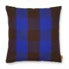 Ferm Living Grand Cushion – Chocolate/Bright Blue