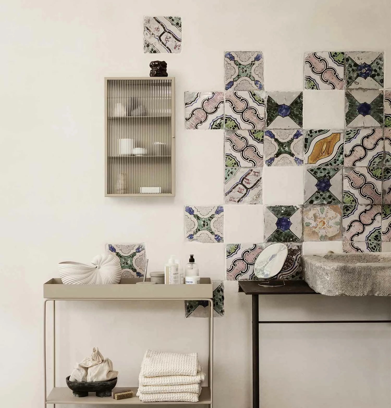 Ferm Living Haze Wall Cabinet β Cashmere β Reeded Glass - Image 2