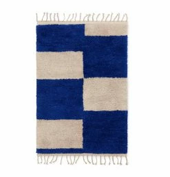 Ferm Living Mara Knotted Rug – Small – Bright Blue/Off-White