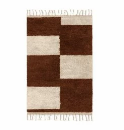 Ferm Living Mara Knotted Rug – Small – Dark Brick/Off-White