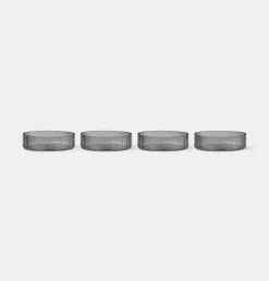 Ferm LIVING Ripple Serving Bowls – Set Of 4 – Smoked Grey