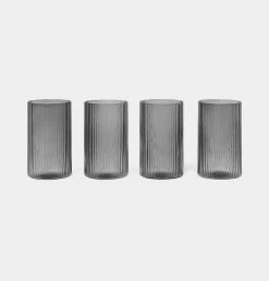 Ferm Living Ripple Verrines – Set Of 4 – Smoked Grey