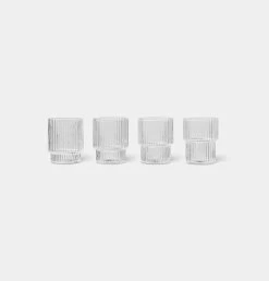 Ferm Living Small Ripple Glasses In Clear – Set Of 4