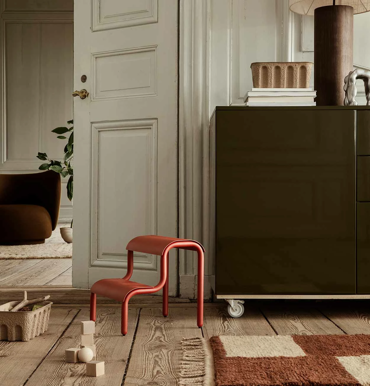 Ferm LIVING Up Step Stool In Poppy Red - Image 3