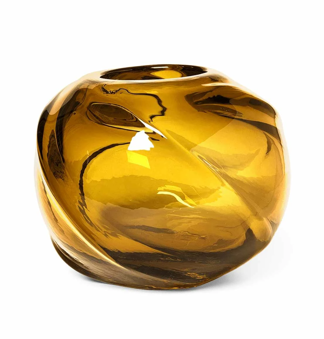 Ferm Living Water Swirl Vase – Round – Amber