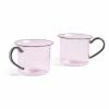 HAY Borosilicate Cup – Set Of 2 – Pink With Grey Handle