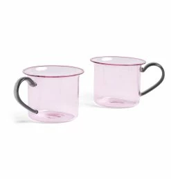 HAY Borosilicate Cup – Set Of 2 – Pink With Grey Handle