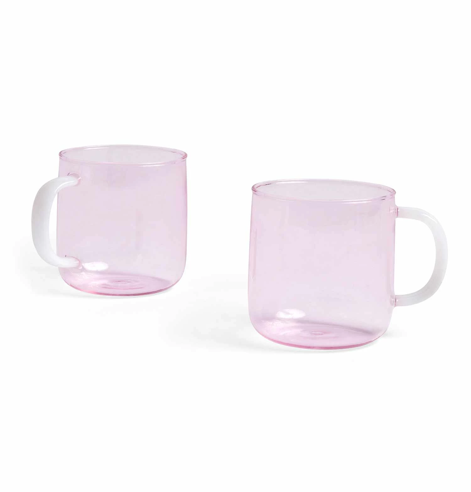 HAY Borosilicate Mug – Set Of 2 – Pink With White Handle