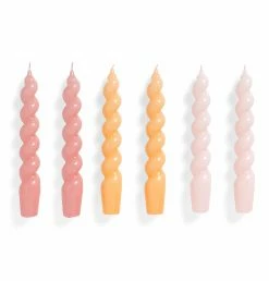 HAY Candle – Set Of 6 – Spiral – Dark Rose, Dark Peach, Light Rose