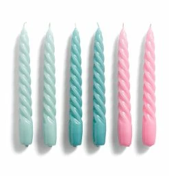 HAY Candle – Set Of 6 – Twist – Arctic Blue, Teal, Pink