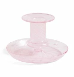 HAY Flare Candle Holder – Pink With White Stripe