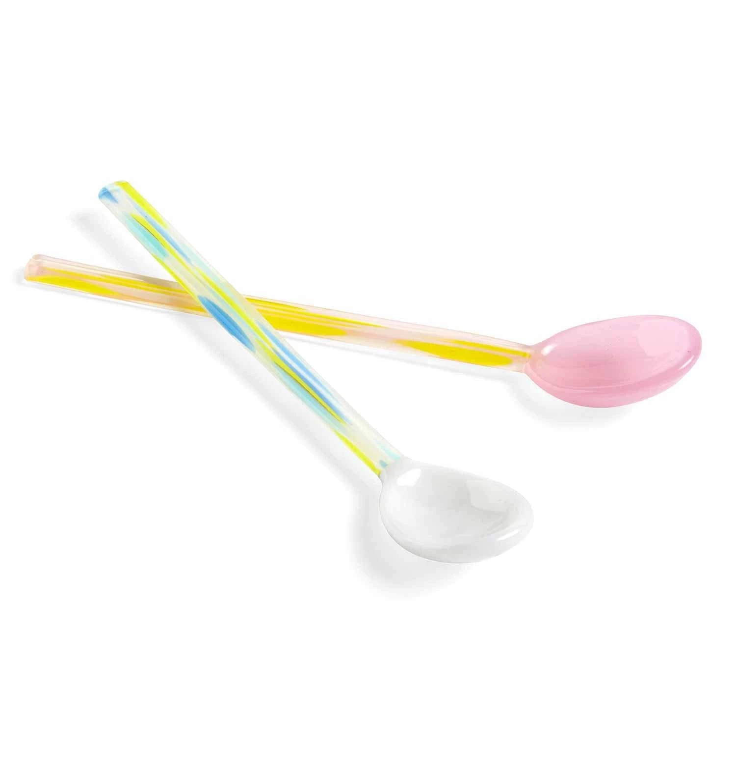 HAY Glass Spoons – Set Of 2 – Light Pink & White