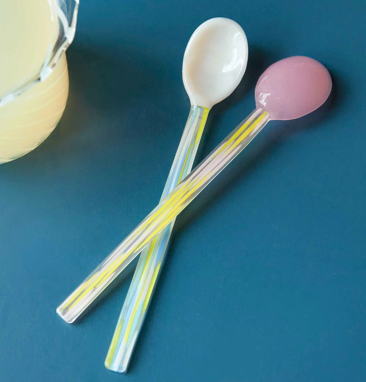 HAY Glass Spoons – Set Of 2 – Light Pink & White - Image 2