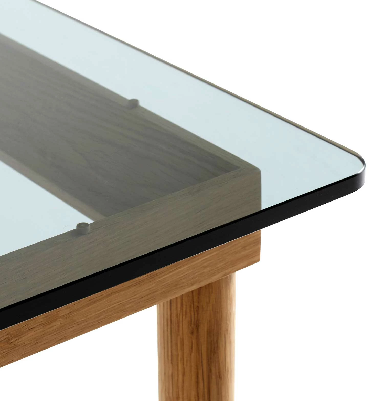 HAY Kofi Coffee Table – Solid Oak – Grey Tinted Glass – Small - Image 2