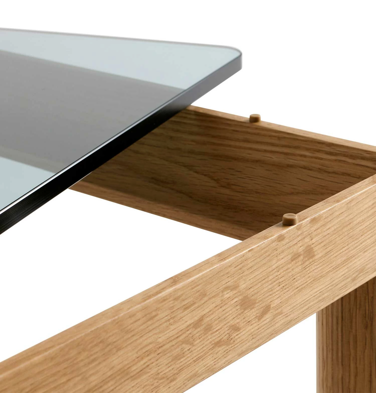 HAY Kofi Coffee Table – Solid Oak – Grey Tinted Glass – Small - Image 3