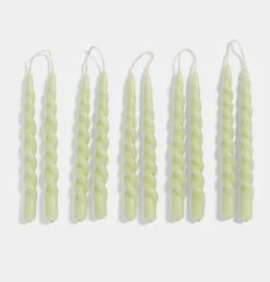 HAY Mini Swirl Candle In Light Green – Set Of 10