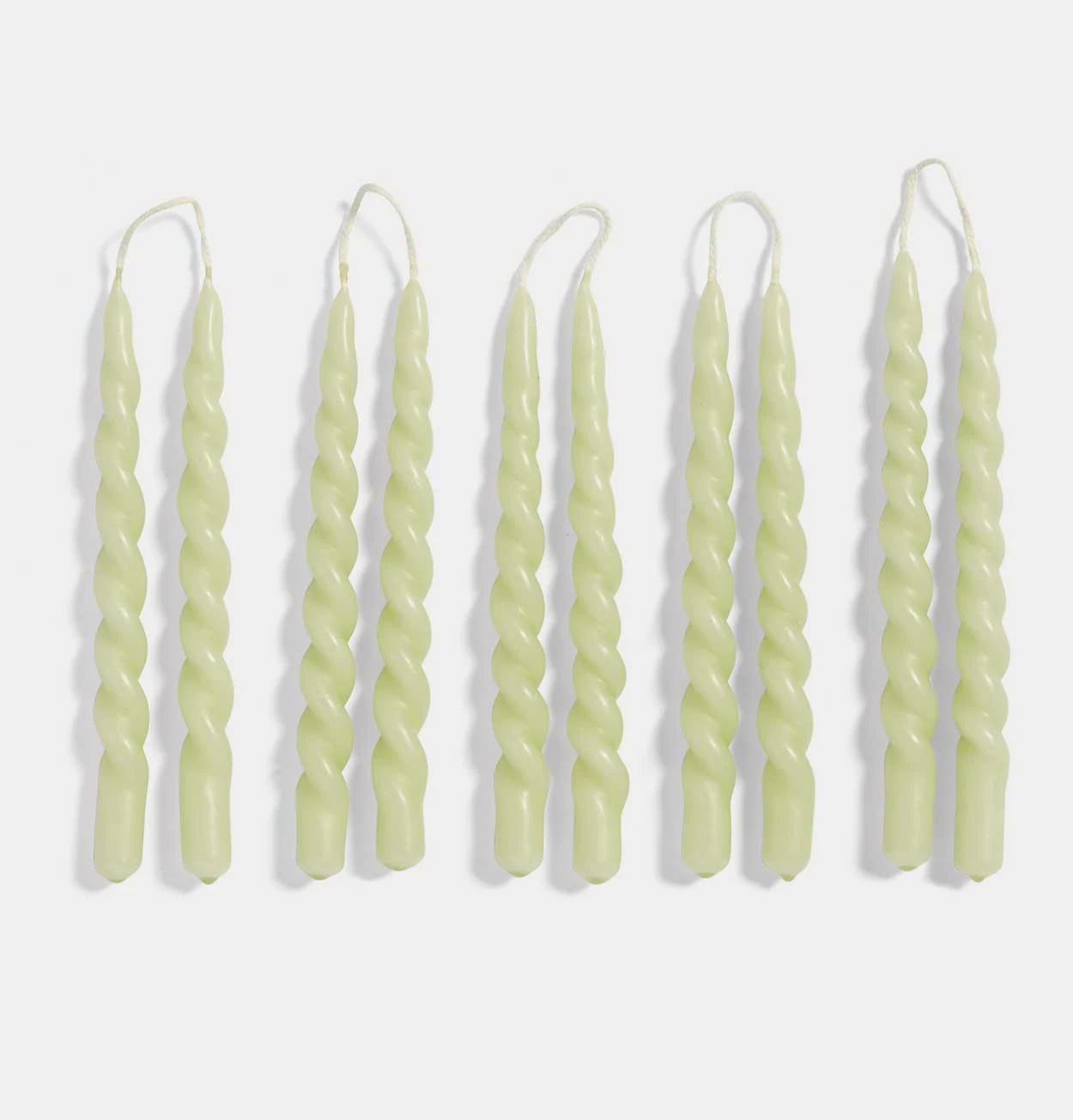 HAY Mini Swirl Candle In Light Green – Set Of 10