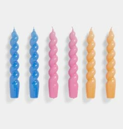 HAY Candle – Set Of 6 – Twist – Sky Blue, Dark Pink, Dark Peach
