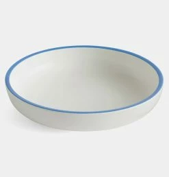 HAY Sobremesa Serving Bowl – Large – White With Blue Rim