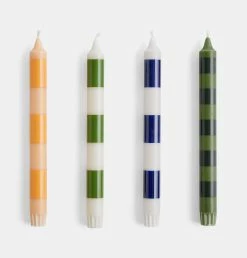 HAY Stripe Candle – Greens – Set Of 4