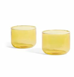 HAY Tint Glass – Yellow With White Rim – 200ml – Set Of 2