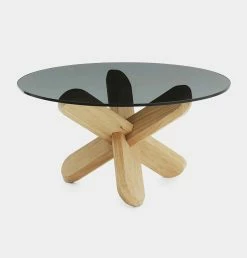 Normann Copenhagen Ding Coffee Table – Smoked Glass And Natural Oak