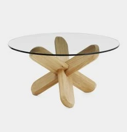 Normann Copenhagen Ding Coffee Table – Clear Glass And Natural Oak